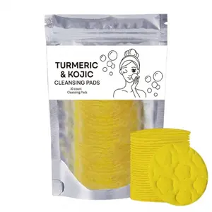 Turmeric Kojic Acid Nourishing Cleansing Pads with Cleansing Cloths - Exfoliating, Moisturizing Daily Face & Body Cleanser, Suitable for All Skin Types, 30 Count